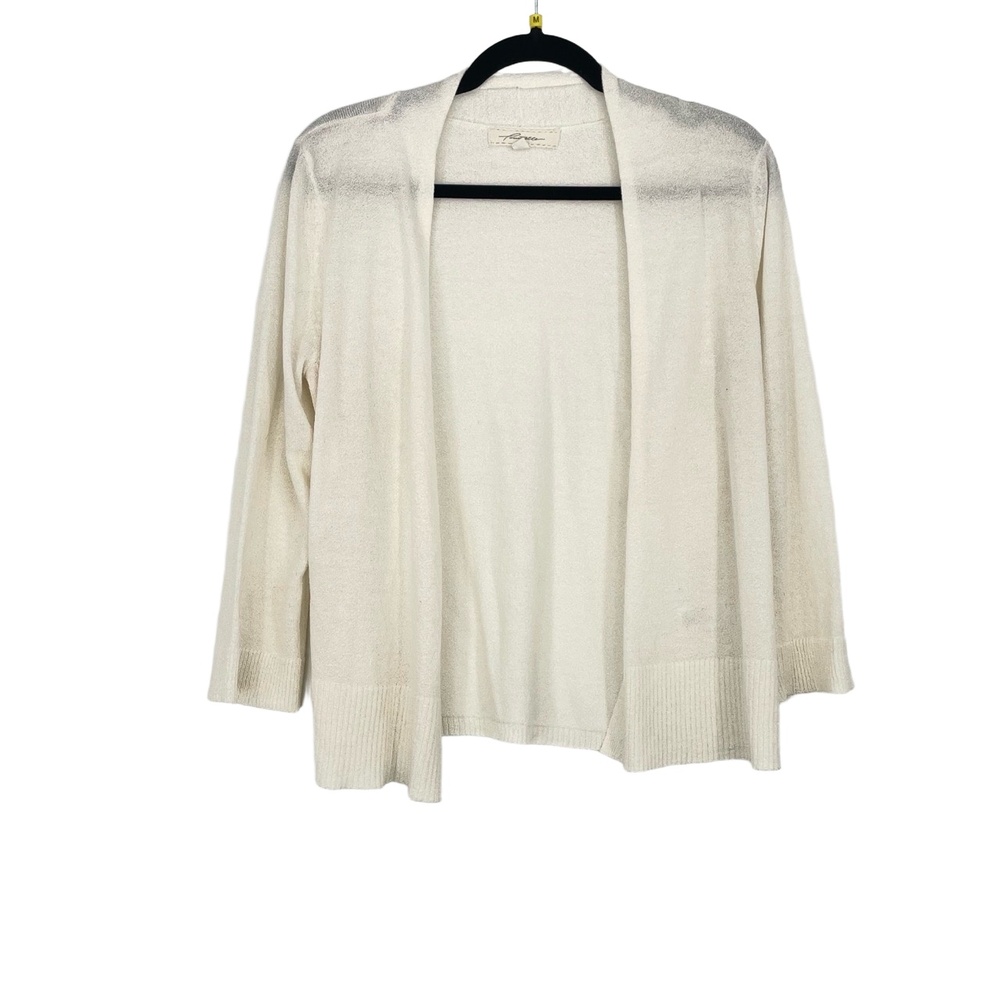 2/30$ Pointelle Womens Old Money Lightweight Cream 3/4 Sleeve Cardigan Medium‎